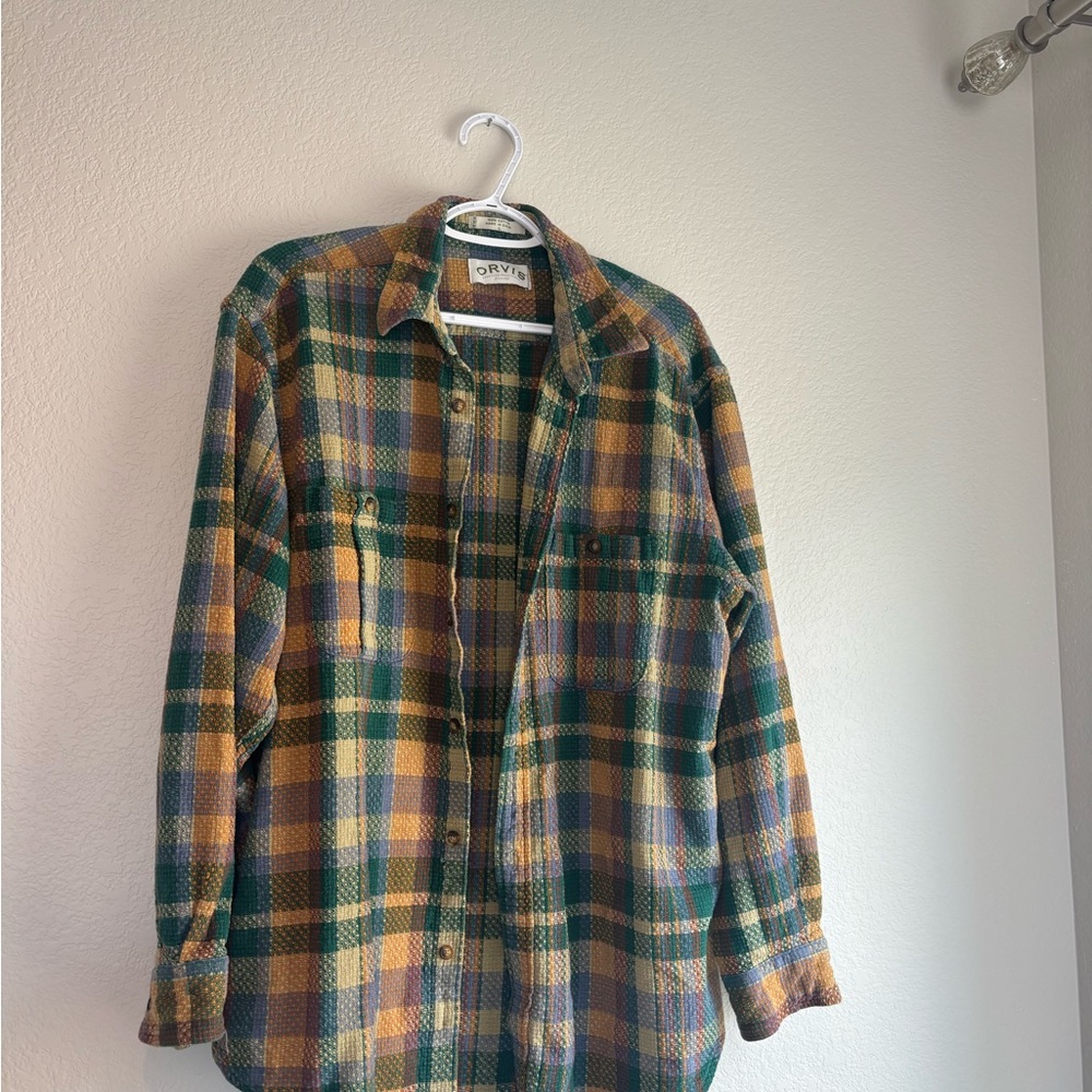 Orvis Plaid Flannel Shirt Jacket - Green & Mustard